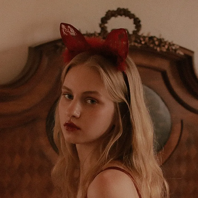 スウィート 可愛い猫耳 フェザー  ふわふわ レース レトロ 飾り カチューシャ