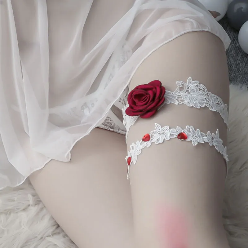 話題沸騰中 ファッション レース バラ 可愛い セクシー 飾り レトロ ガーターリング