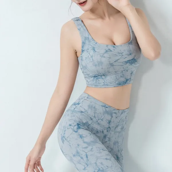 ずれにくい 色移りしない 吸水性 透かし彫り プリント ヨガブラ