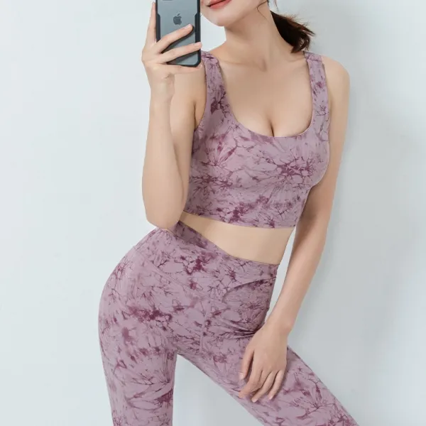 ずれにくい 色移りしない 吸水性 透かし彫り プリント ヨガブラ