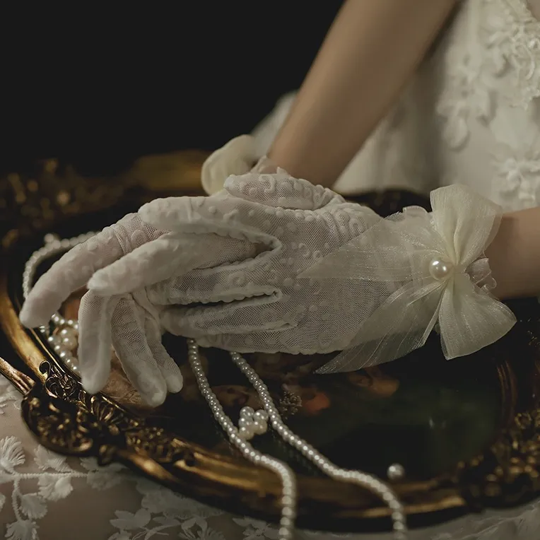 高級感 リボン ゴージャス フランス式 エレガント キレイ ウェディング  手袋