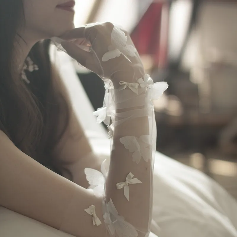 夢幻 蝶々 メッシュ 透け透け 総レース オシャレ ウェディング  手袋