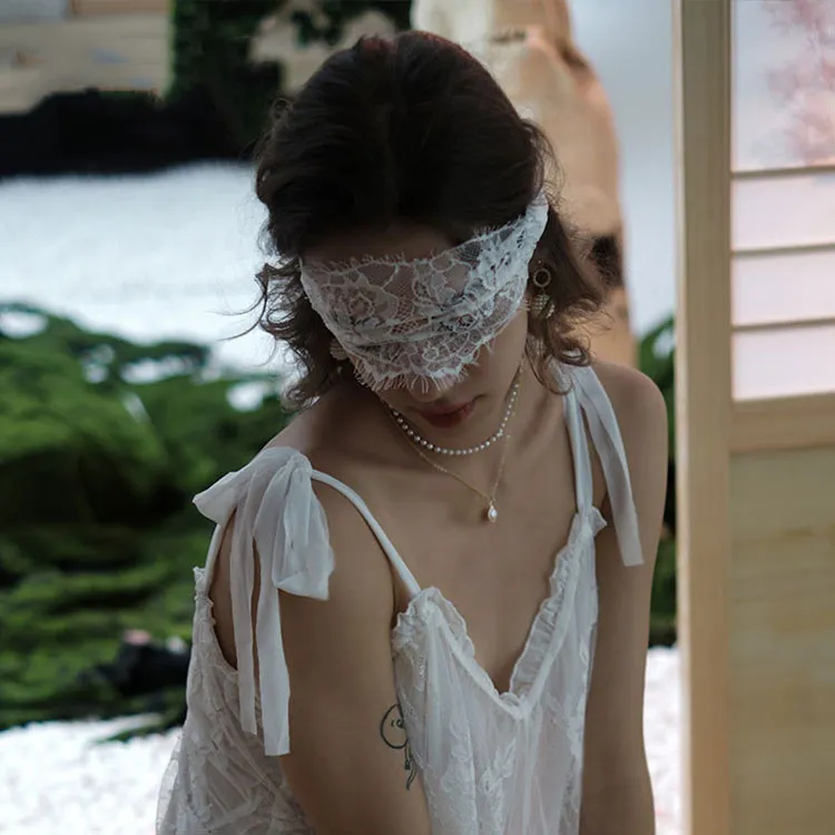 夜の営み 美人度アップ誘惑 レース 刺繡 ボウタイ 透け感 セクシー アイマスク