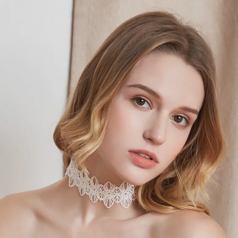 レトロ おしゃれ レース 無地 透かし彫り 写真 セクシー チョーカー