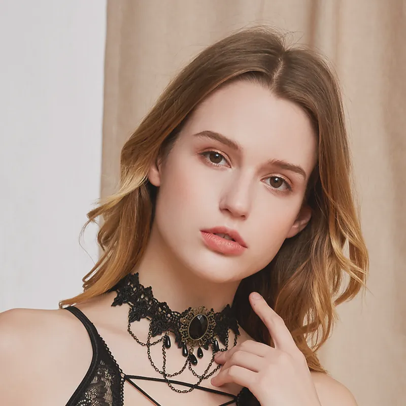 ゴシック式 レース 宮廷 フリンジ 写真 チェーン セクシー チョーカー