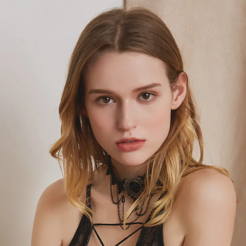 ゴシック式 レース 宮廷 フリンジ 写真 チェーン セクシー チョーカー