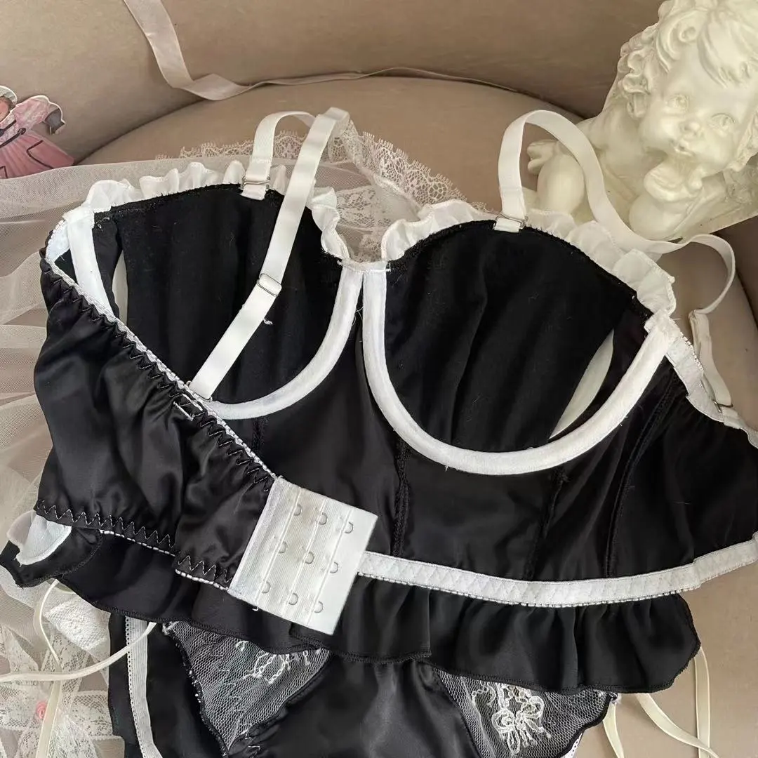 お姫様風 レース 刺繍 ワイヤー入り 補正 脇高 単品注文 A-Cカップ ガーリッシュ ブラ・ショーツセット