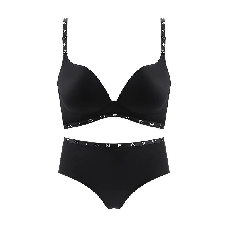シームレス アルファベット オシャレ 盛れる A-Cカップ ノンワイヤー 楽ちん ブラ・ショーツセット