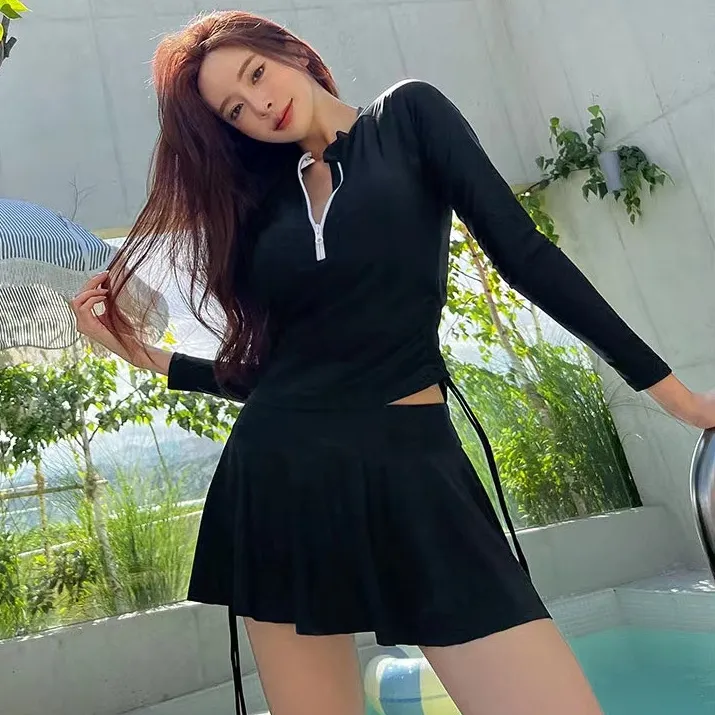 スポーツ系 長袖 露出控え 韓国ファッション 体型カバー 温泉 プール 学生 修学旅行 ビキニ