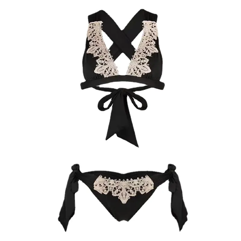 おしゃれ度高め セクシー快適 Vネック レース 配色 ビキニ 水着