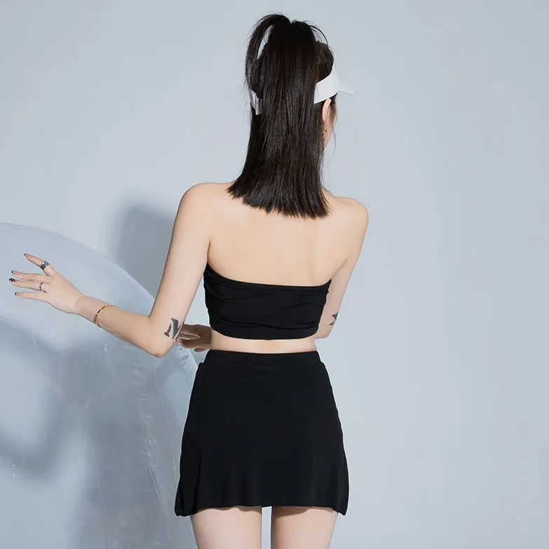 ストリート系 長袖 ストラップ ホルターネック 安全パンツ スポーツ タンキニ水着