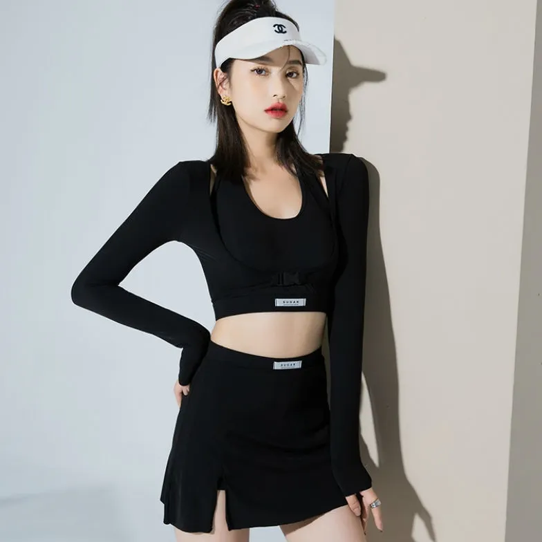 ストリート系 長袖 ストラップ ホルターネック 安全パンツ スポーツ タンキニ水着