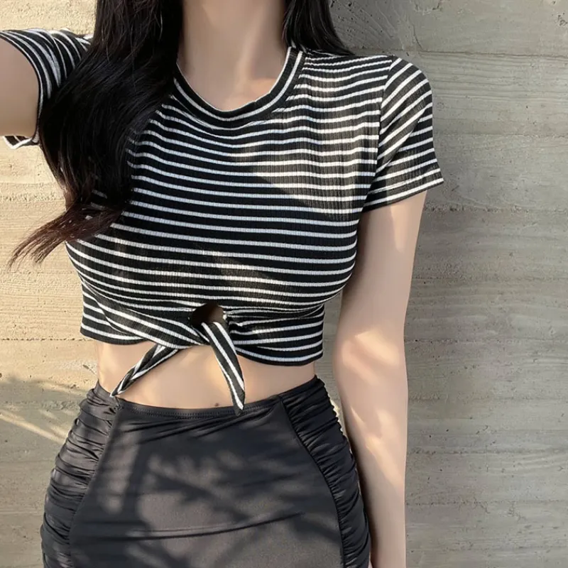 今日マストバイ 体型カバー ボーダー 半袖 ハイウエスト タンキニ 体型カバー ビキニ水着