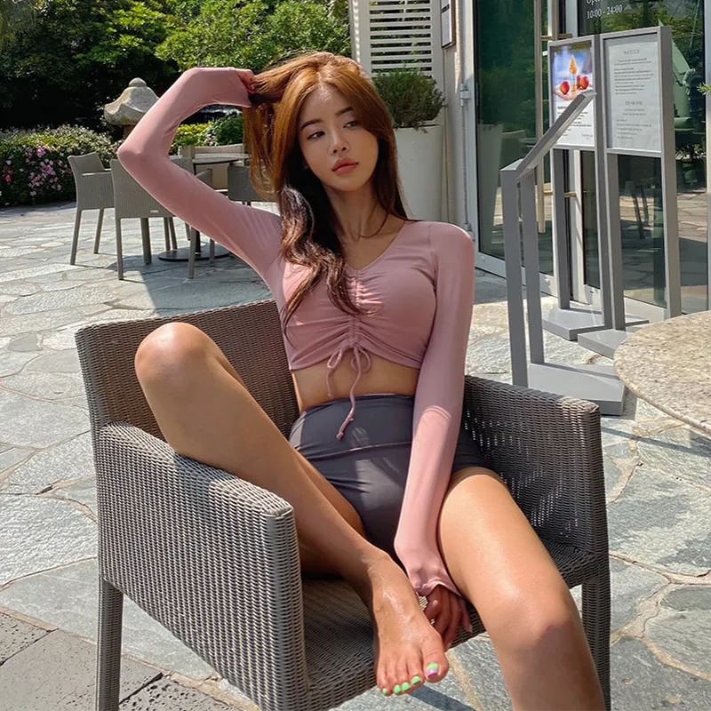 オシャレ韓国風 日焼け止め 着瘦せ スウィート 配色 タンキニ 体型カバー ビキニ