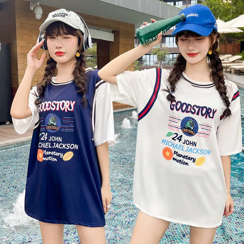 カジュアル ゆったり 体型カバー 3点セット プリント 着瘦せ タンキニ 水着