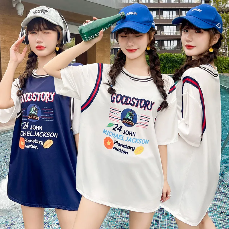 カジュアル ゆったり 体型カバー 3点セット プリント 着瘦せ タンキニ 水着