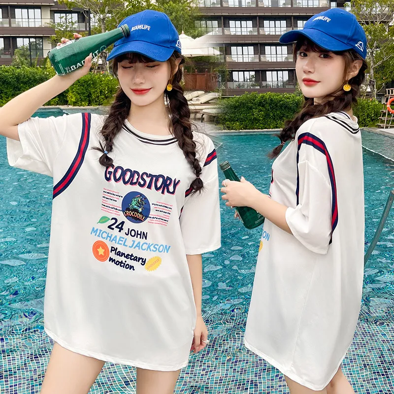 カジュアル ゆったり 体型カバー 3点セット プリント 着瘦せ タンキニ 水着