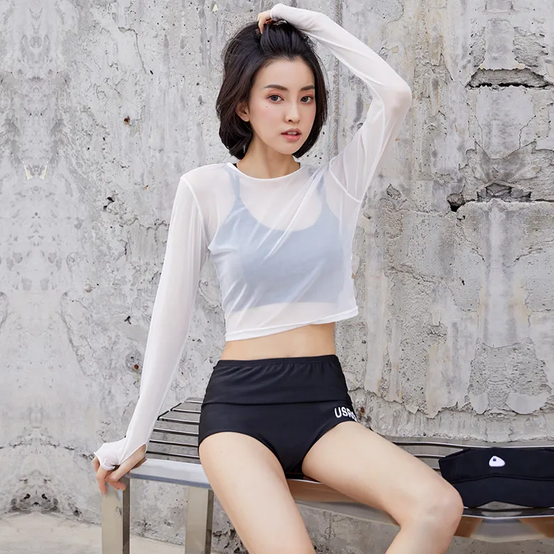 スポーツ風 3点セット 体型カバー 抗紫外線 長袖 水着 タンキニ 一番安い新作 ビキニ