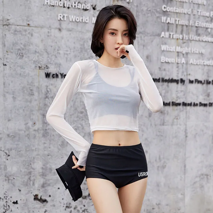 スポーツ風 3点セット 体型カバー 抗紫外線 長袖 水着 タンキニ 一番安い新作 ビキニ