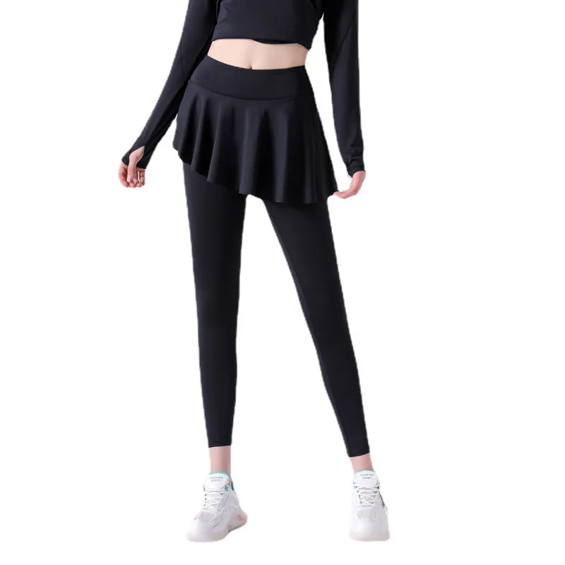 【一体型】定番シンプル ファッション アンクル丈 スカート レディース おしゃれ 速乾 ヨガパンツ