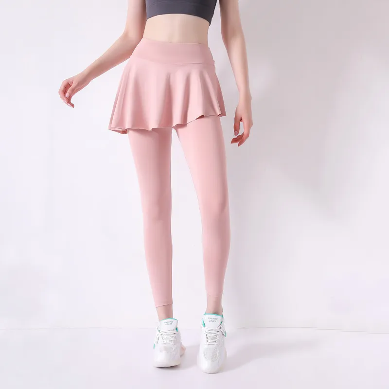 【一体型】定番シンプル ファッション アンクル丈 スカート レディース おしゃれ 速乾 ヨガパンツ