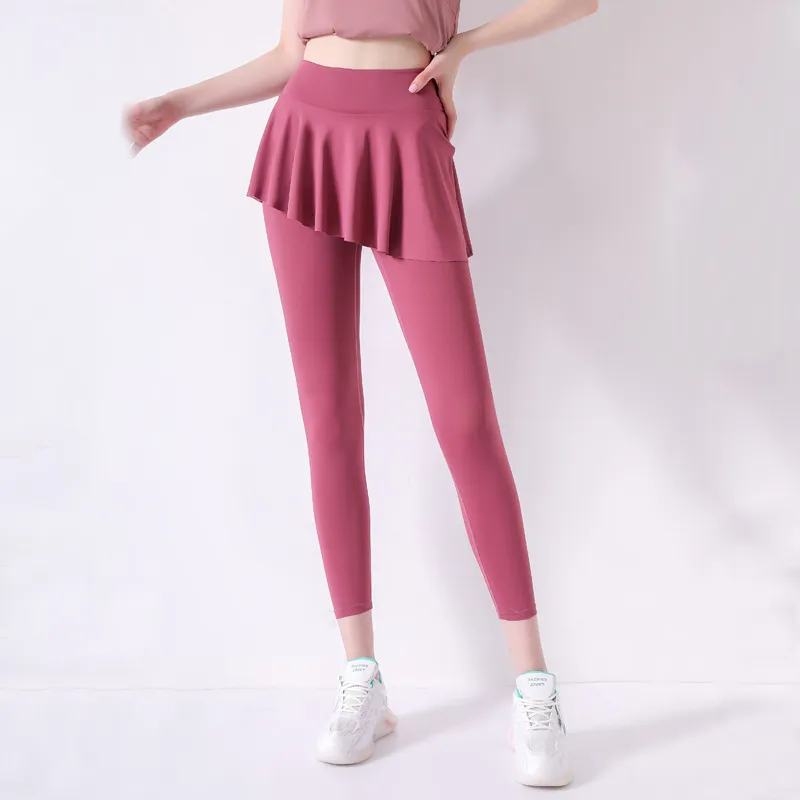 【一体型】定番シンプル ファッション アンクル丈 スカート レディース おしゃれ 速乾 ヨガパンツ