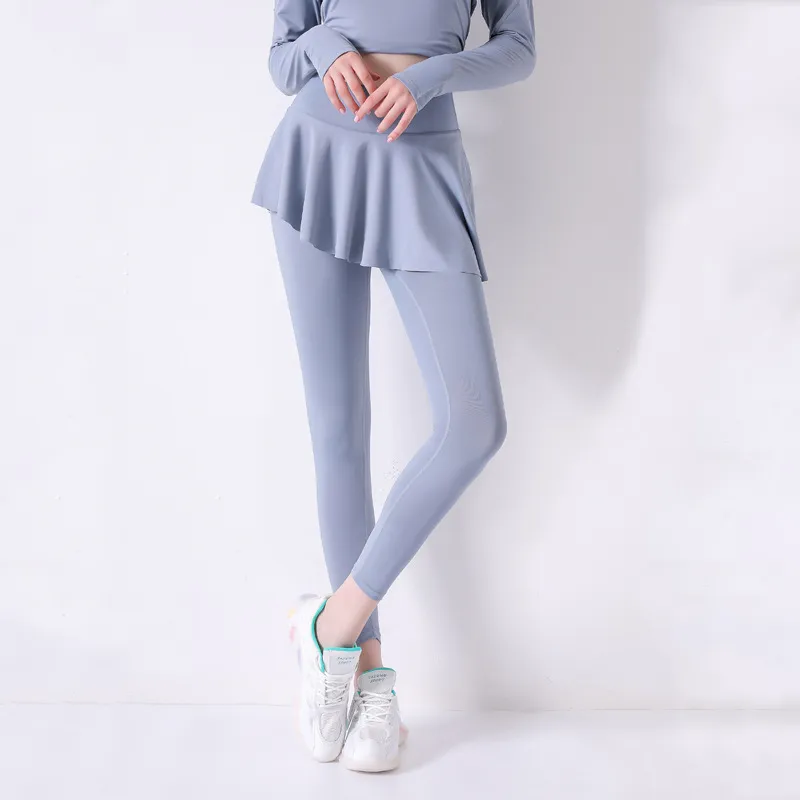 【一体型】定番シンプル ファッション アンクル丈 スカート レディース おしゃれ 速乾 ヨガパンツ