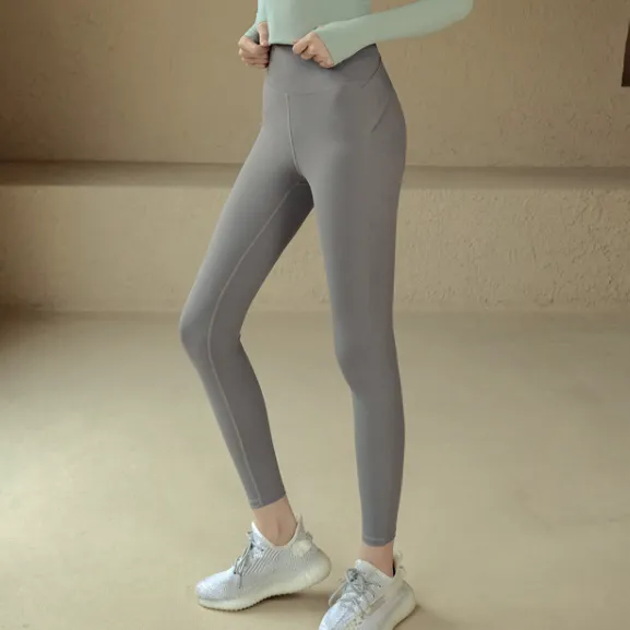 存在感抜群 無地 ハイウェスト ヒップアップ 運動 ランニング タイトパンツ ヨガパンツ