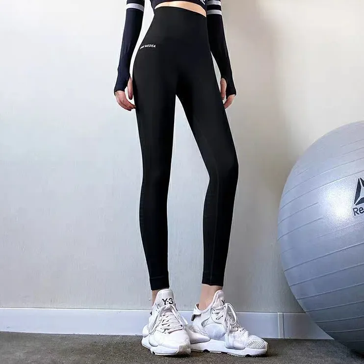 ヒップアップ 着痩せ お腹押さえ スポーツ ジョギング 無地 ハイウエスト ヨガパンツ