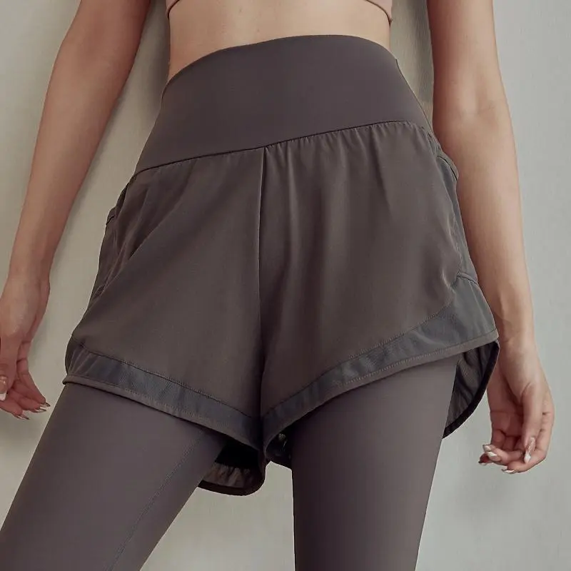 定番 ハイウエスト レイヤード 着痩せ お腹押さえ ヒップアップ 透け防止に ヨガパンツ