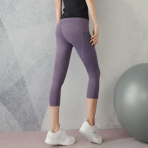 カジュアル 7分丈 伸縮性のある スポーツ ヒップアップ 袋付き ハイウエスト ヨガパンツ
