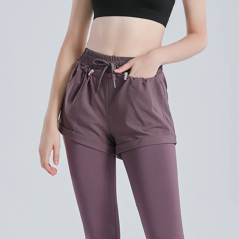 定番シンプル トレーニング 運動 速乾性 高通気性 吸汗 着痩せ レイヤード ファッション ヨガパンツ
