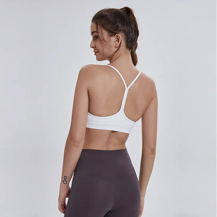 シンプル Y型 美背 脇高 無地 クッション性 スポーツ つけ心地 ヨガブラ