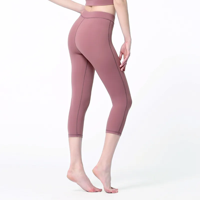 コンプレッション しっかり カジュアル クロップド丈 無地 ヨガ パンツ
