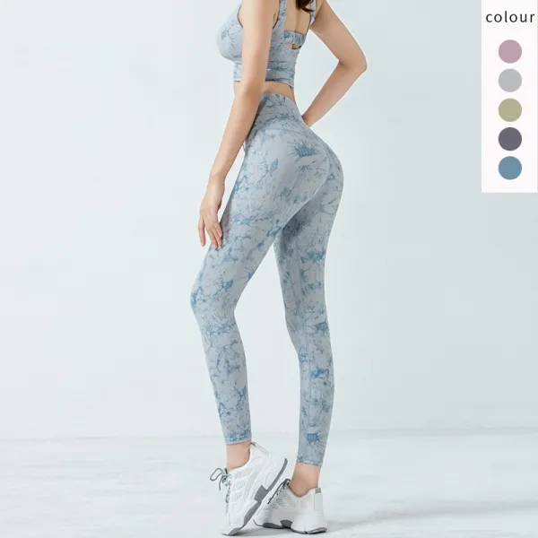 一目惚れ  見逃し厳禁 ハイウエスト プリント 総柄 ヨガパンツ