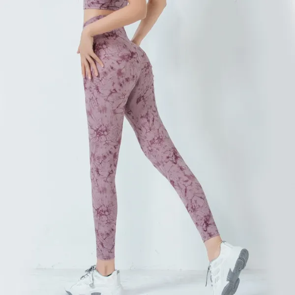 一目惚れ  見逃し厳禁 ハイウエスト プリント 総柄 ヨガパンツ