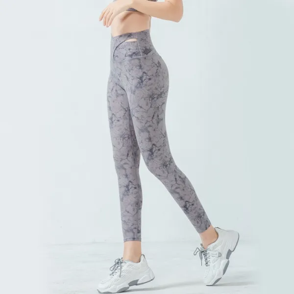 一目惚れ  見逃し厳禁 ハイウエスト プリント 総柄 ヨガパンツ