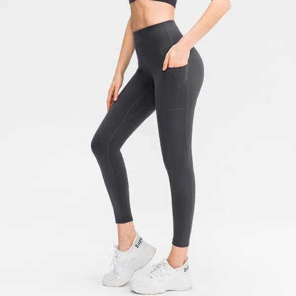 多色展開 ポケット付き  無地  レギュラー丈  ハイウエスト  スポーツボトムス