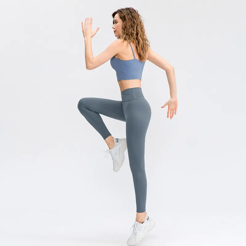 定番 ハイウエスト 無地 手触り良く 着痩せ スポーツボトムス