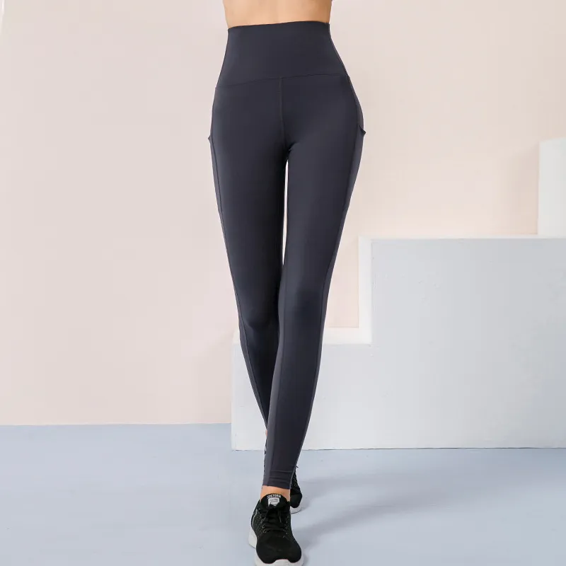 シンプル ハイウエスト 無地 タイト ヒップアップ スポーツボトムス