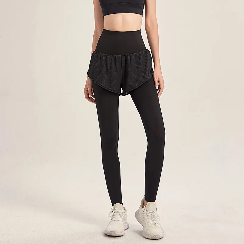 スポーツ ジョギング ヨガ 速乾 フェイクレイヤード レディース スポーツボトムス