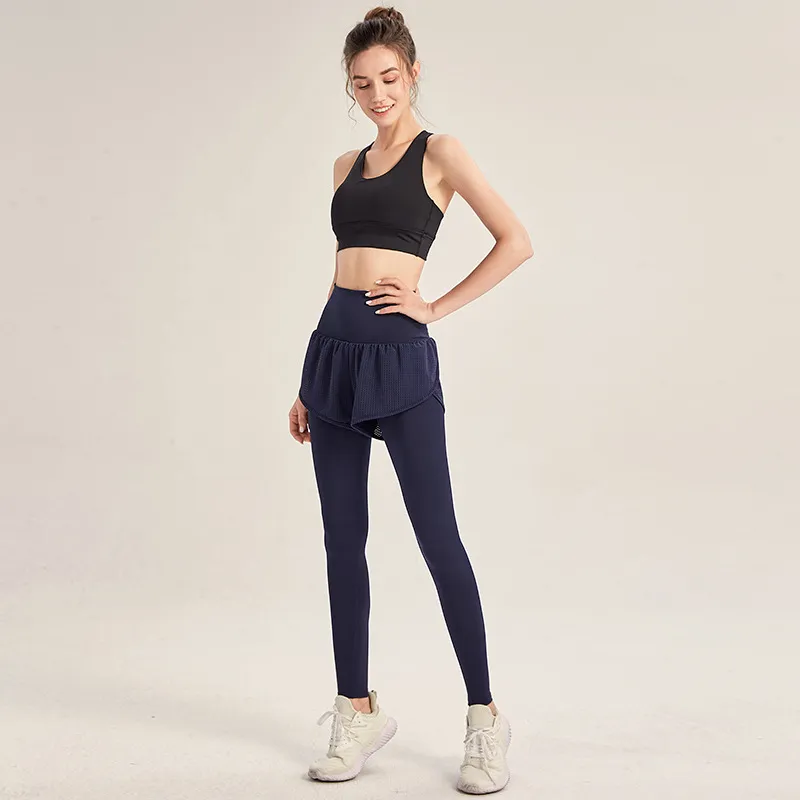 スポーツ ジョギング ヨガ 速乾 フェイクレイヤード レディース スポーツボトムス
