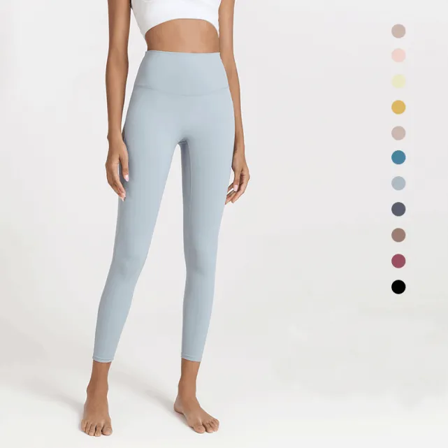 シンプル ハイウエスト 9分丈 タイト ヒップアップ スポーツ ボトムス