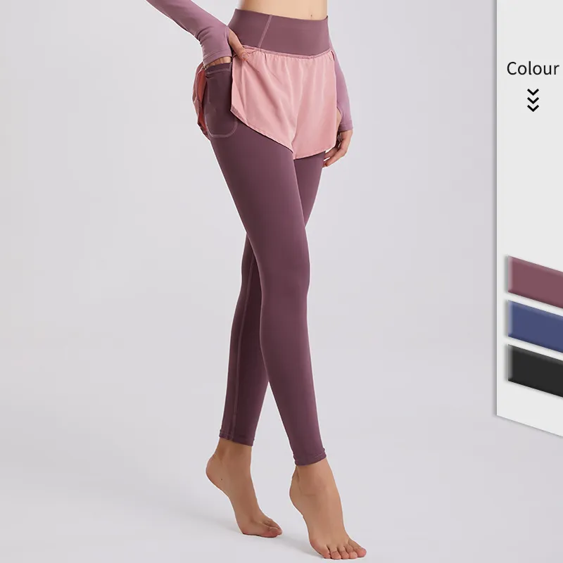 元気いっぱい フェイクレイヤード スポーツ 9分丈 タイト ボトムス