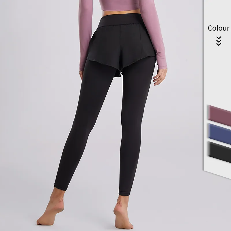 元気いっぱい フェイクレイヤード スポーツ 9分丈 タイト ボトムス