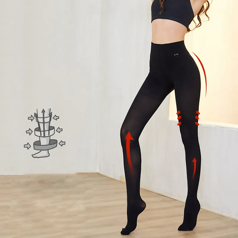 美脚体験 着圧タイツ レディース 400D 女性用 ダイエット 無地 冬秋 伸縮 フェイクタイツ