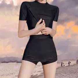 スポーツ風 長袖&半袖 体型カバー 日焼け止め 無地 タンキニ 着回し力抜群 ビキニ