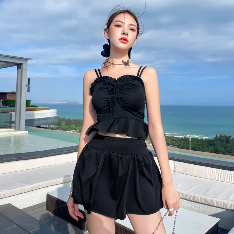 人气新品 フリル飾り INS 着瘦せ オシャレ 韓国風 タンキニ 体型カバー ビキニ