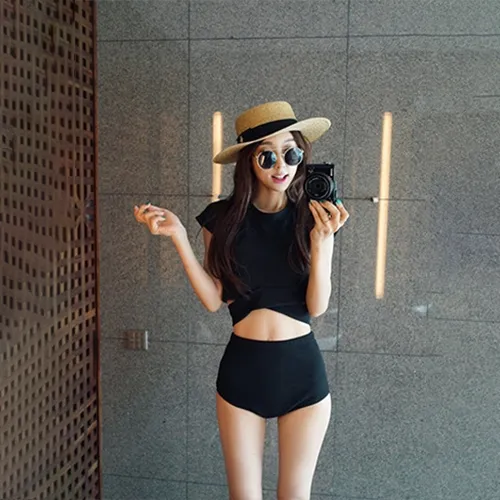 オシャレ韓国風 シンプル 透かし彫り ファッション 体型カバー タンキニ ビキニ