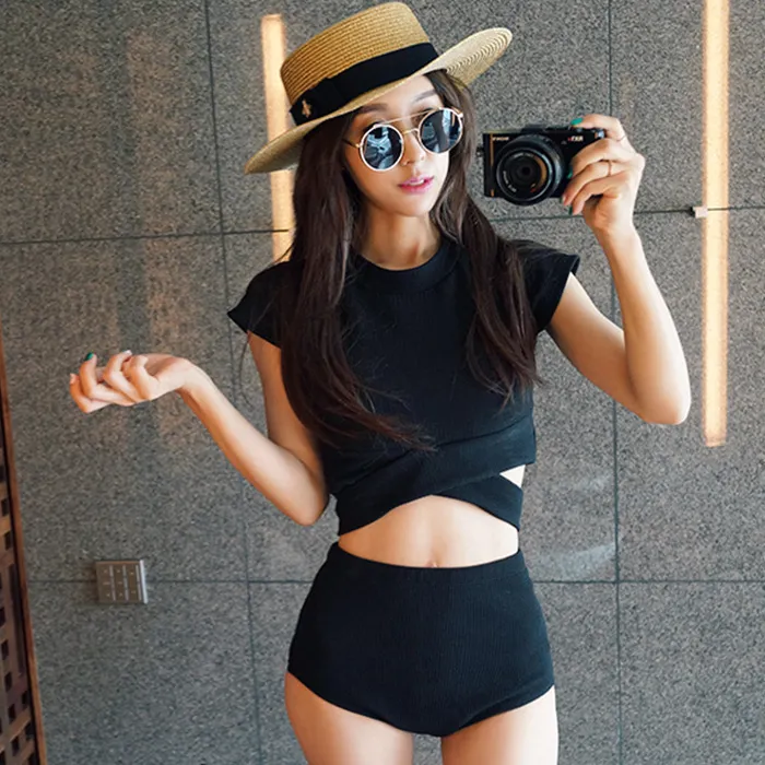 オシャレ韓国風 シンプル 透かし彫り ファッション 体型カバー タンキニ ビキニ